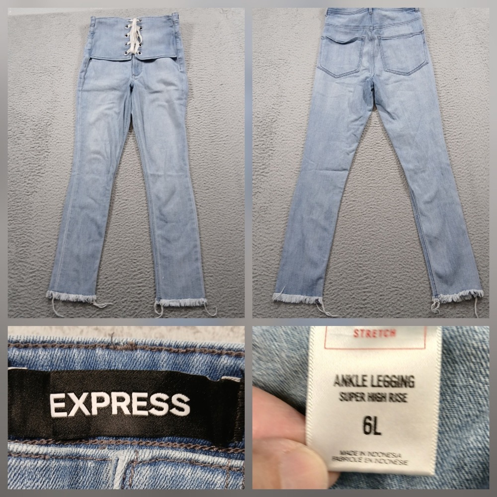 Express Super High Rise Lace Up Corset Ankle Legging Jeans Women's 6L‎ Tall EUC